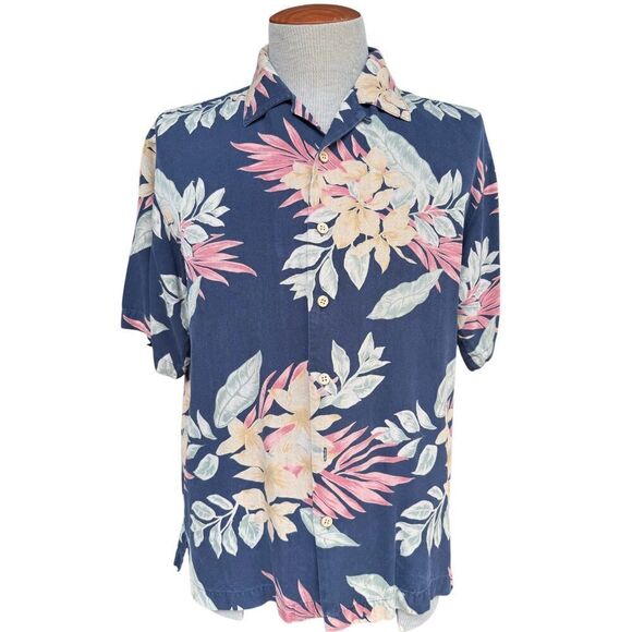 Honolulu Lulu 100% Silk Party Hawaiian Shirt Sz. M Short Sleeve Tropical - Picture 1 of 10